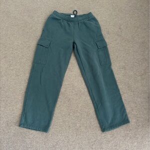 Aritzia Teal Cargo Wideleg Pants